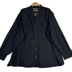 Cabelas Mens 5XL Black Fishing Shirt Long Sleeve UPF 30 Vented M10SH726